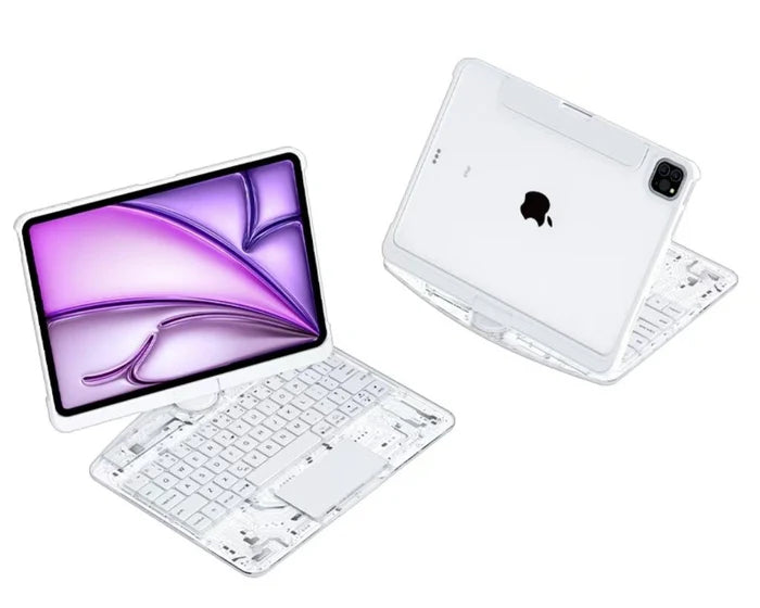 360° rotating transparent Black/White iPad Keyboard Case